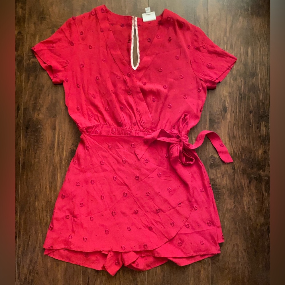 Anthropologie Pink Textured Romper